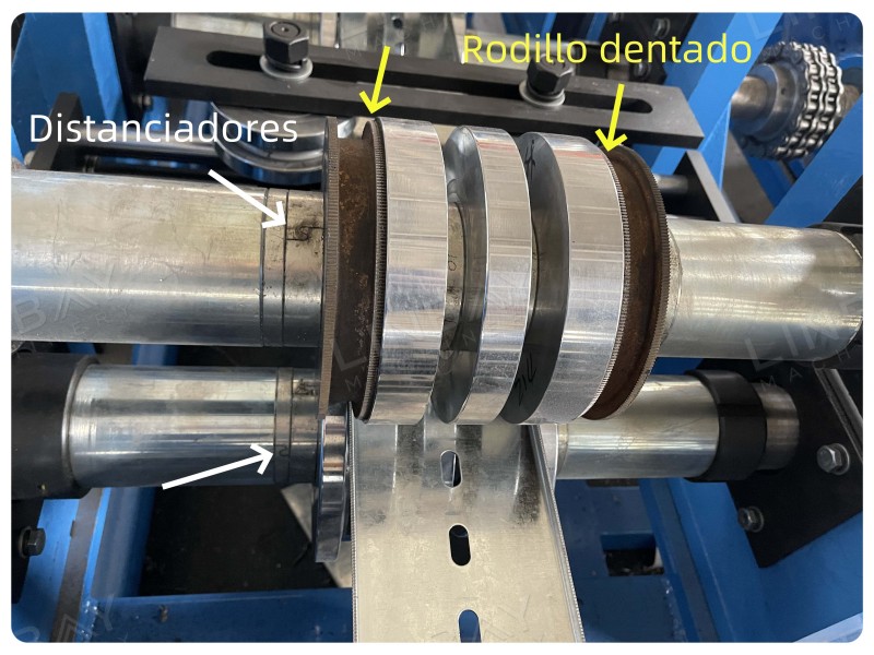 Distanciadores y rodillo dentado